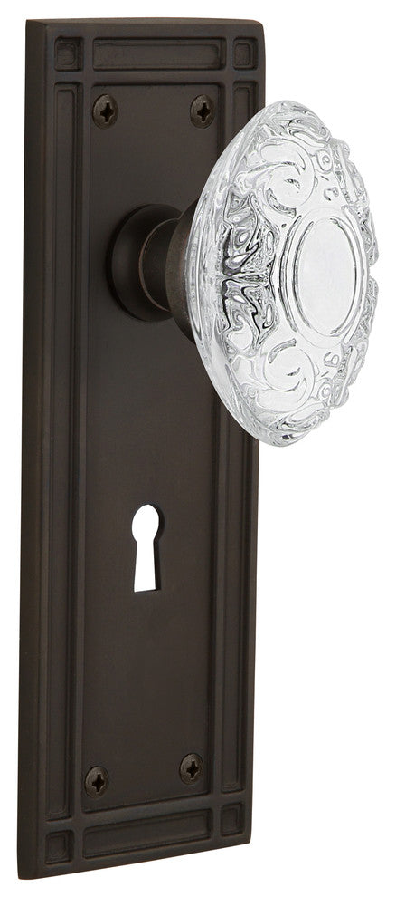 Mission Plate Single Dummy, Keyhole Crystal Victorian Knob, Oil-Rubbed Bronze