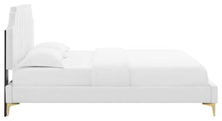 Sienna Performance Velvet Full Platform Bed, White