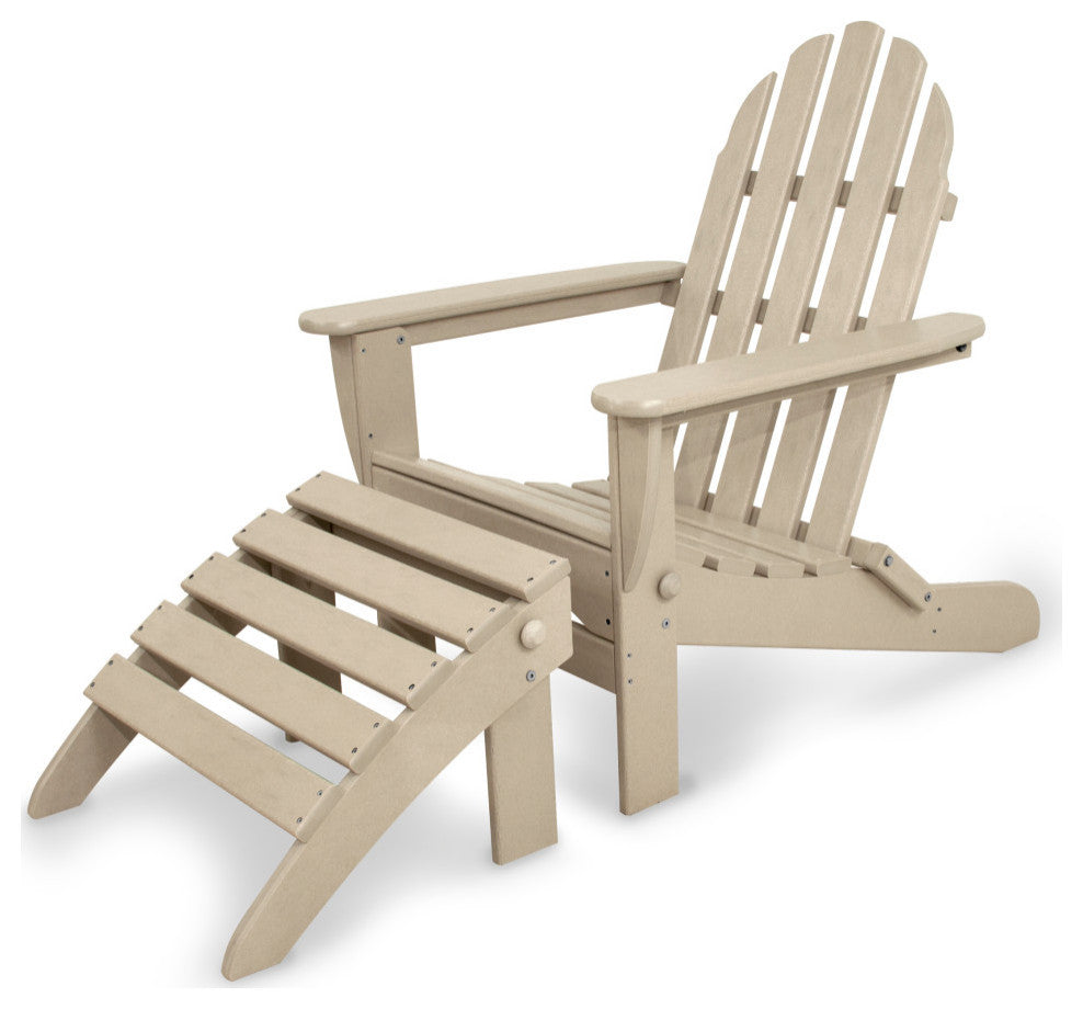 Ivy Terrace Classics 2-Piece Folding Adirondack Set, Sand