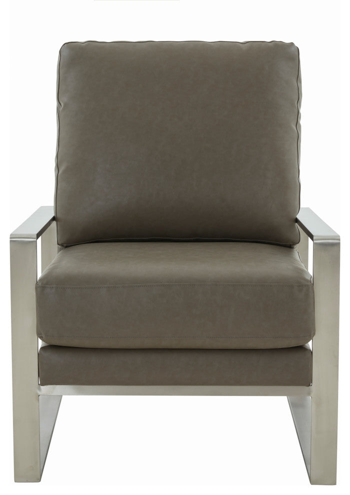 LeisureMod Jefferson 3-Piece Set With Coffee Table and 2 Arm Chairs, Gray