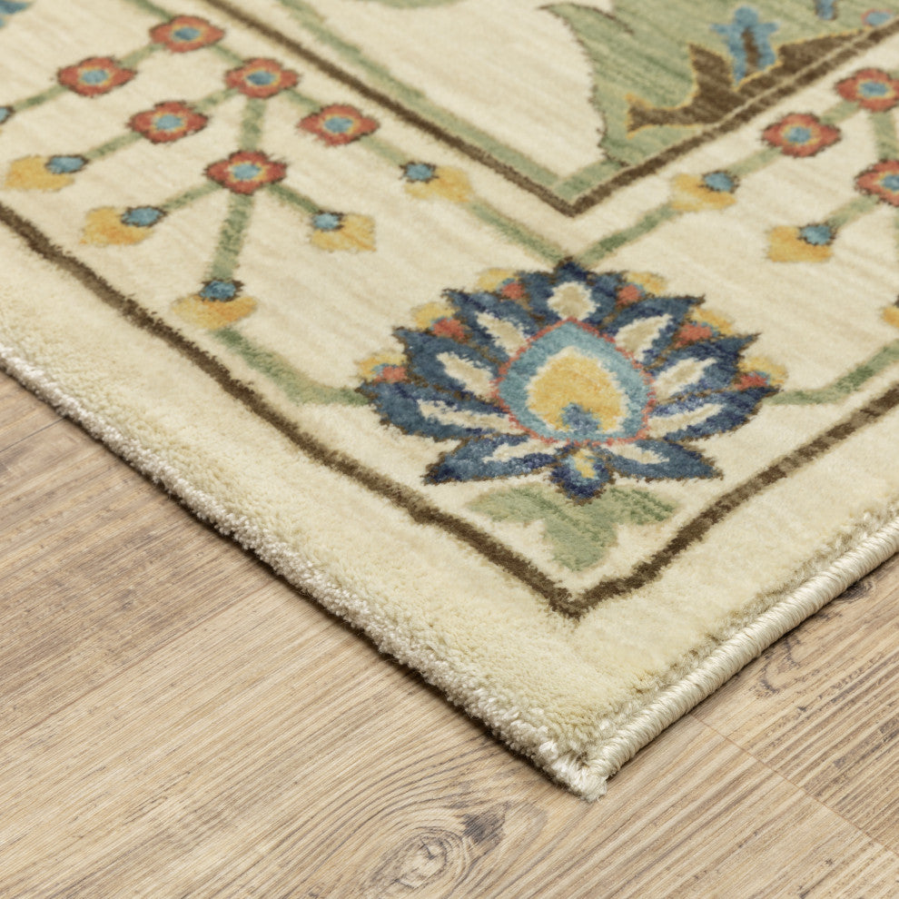 Fabienne Floral Indoor Area Rug, Ivory, 2'3"x7'6"