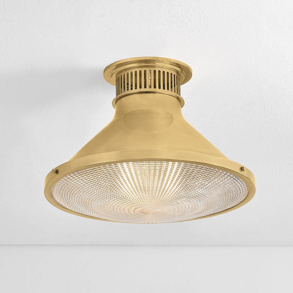 Hudson Valley Lighting Highclere Flush Mount By Mark D. Sikes, Aged Brass
