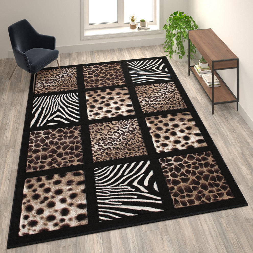 Angie Collection Rectangle 8' x 11' Animals Design Raised Squares Area Rug