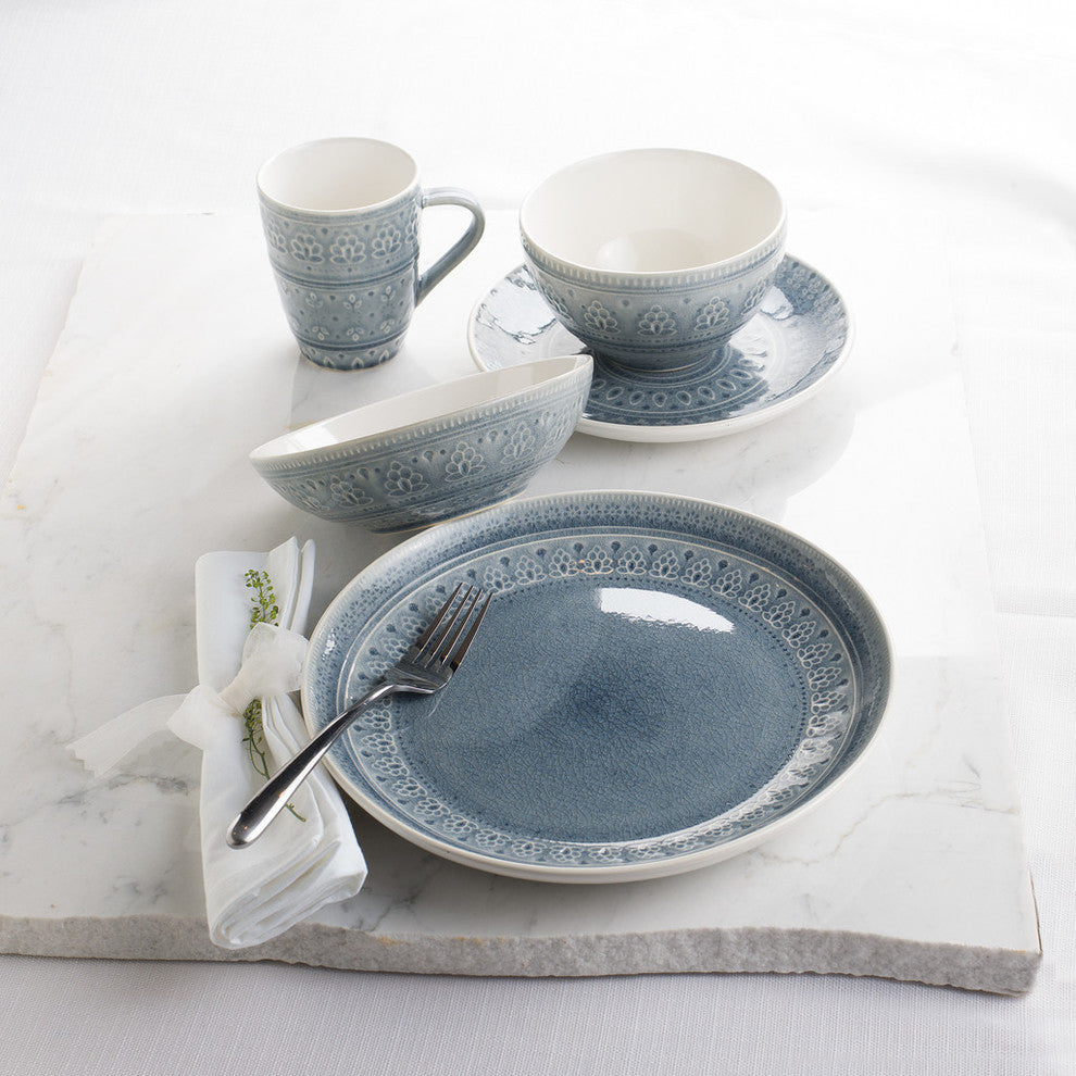 Euro Ceramica Fez 20-Piece Dinnerware Set, Service for 4, Gray
