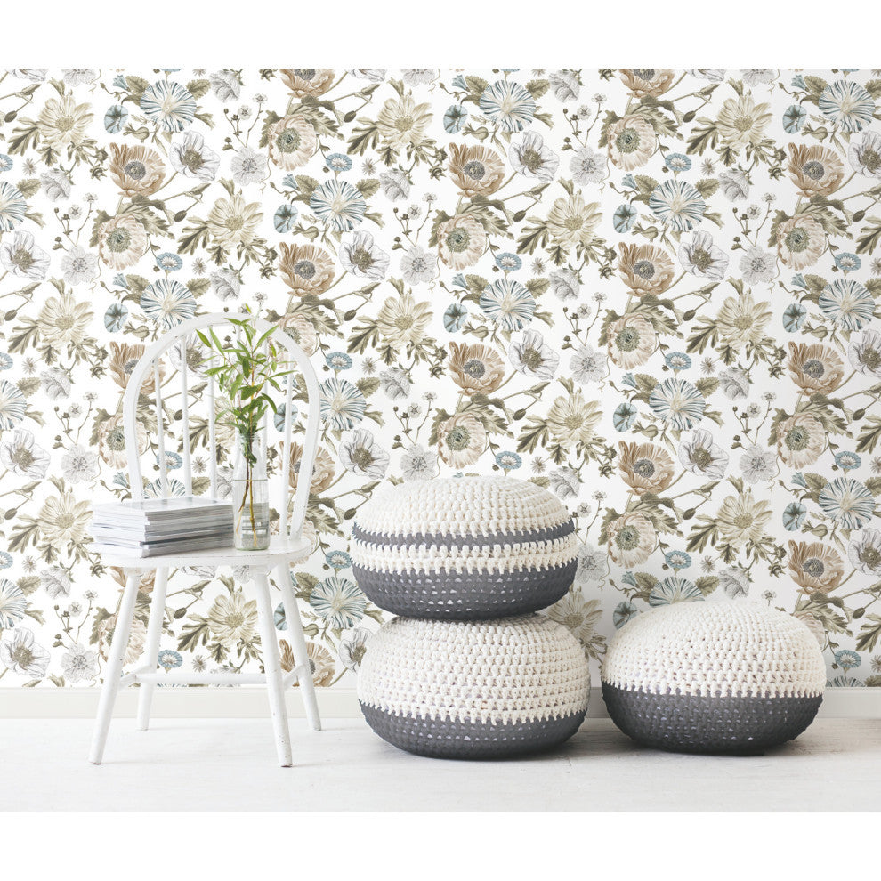 Vintage Poppy Peel and Stick Wallpaper