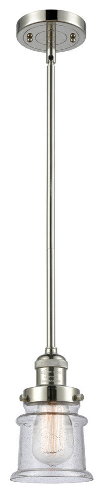 Small Canton 1-Light Mini Pendant, Polished Nickel, Seedy