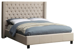 Ashton Linen Bed, Beige, Queen