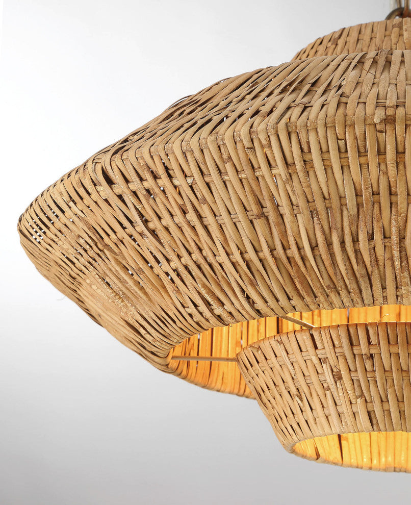 Luca Single-Light Rattan 3-Tier Chandelier