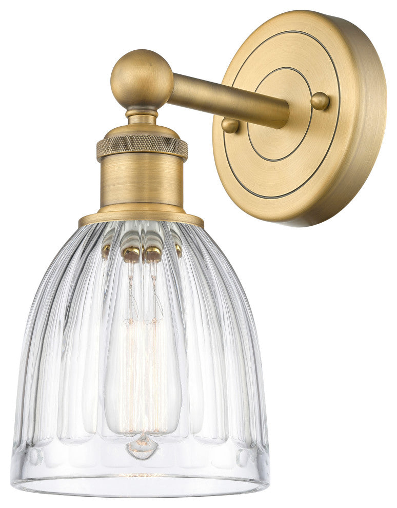 Brookfield 1-Light 6" Sconce, Brushed Brass Finish, Clear Shade