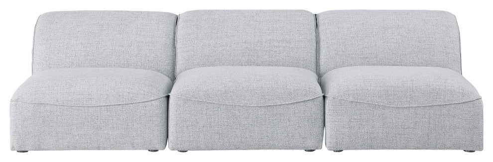 Miramar Linen Textured Fabric Upholstered 3-Piece Modular Sofa, Grey