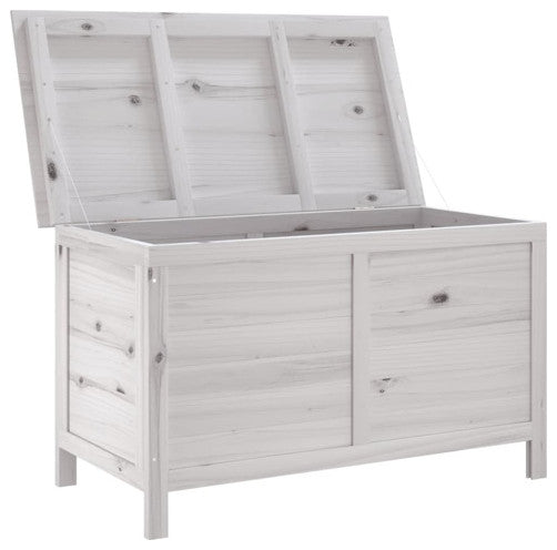 vidaXL Patio Storage Box Outdoor with Lid for Garden Tools White Solid Wood Fir