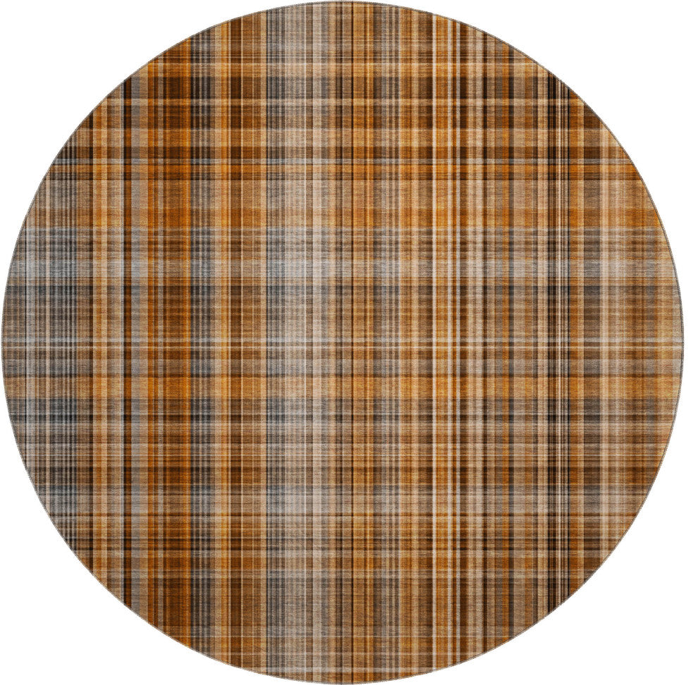 Premium Machine Washable Mayfield AMF541 Terracotta 8'' x 8'' Round Rug