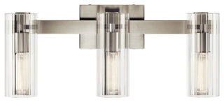 Jemsa 22.75" 3 Light Vanity With Clear Fluted Glass, Brushed Nickel