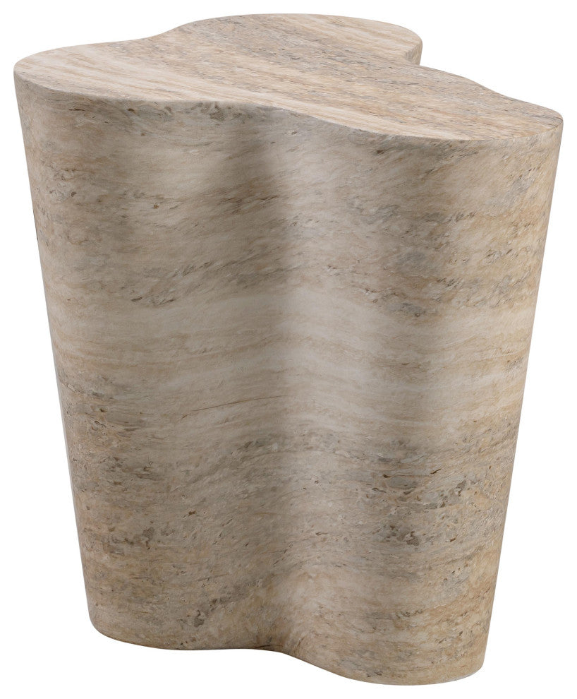 Slab Faux Travertine Short Side Table