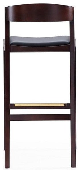 3 Piece Bar Stool Set with Walnut Beech Wood Frame and Black PU Leather