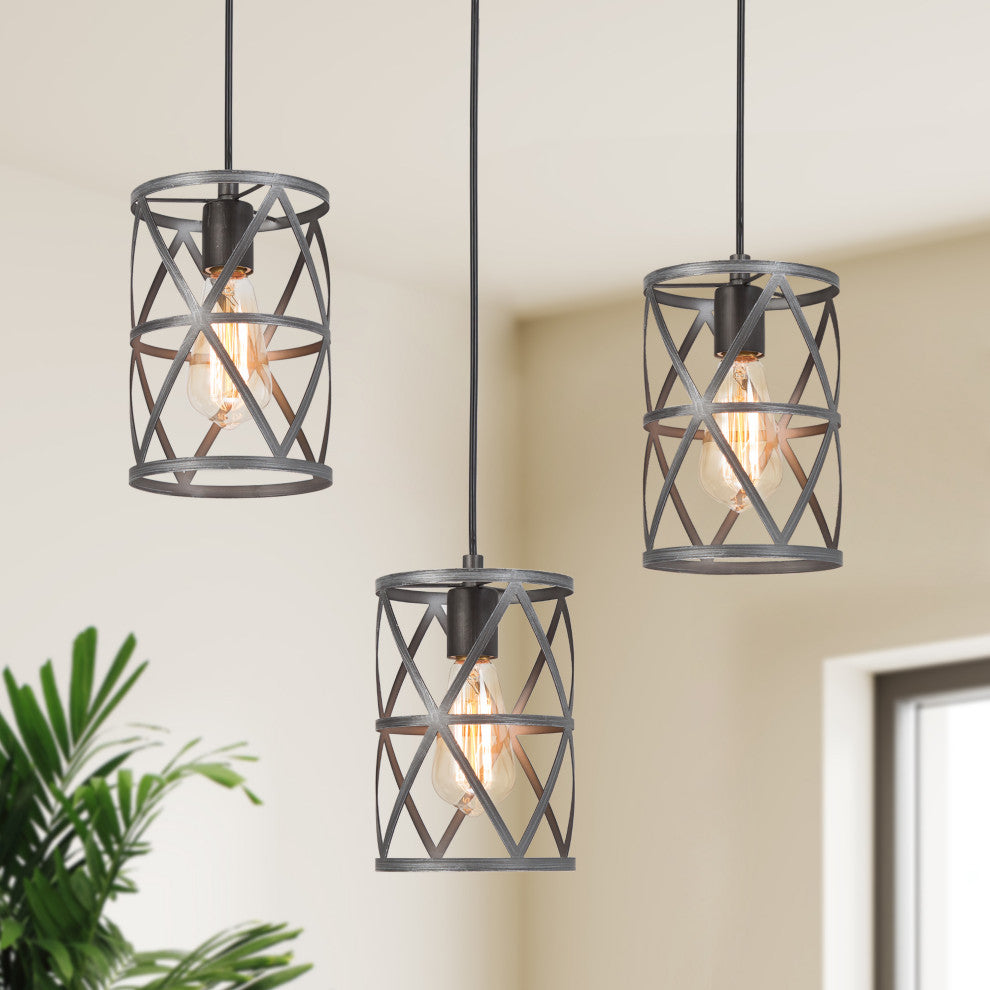 LALUZ 6-in Black Sweep Silver Industrial Mini Pendant Light
