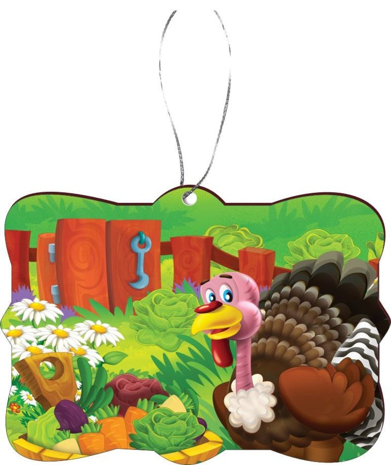 Turkey Cartoon Farm Vegetables Design Rectangle Christmas Tree Ornament