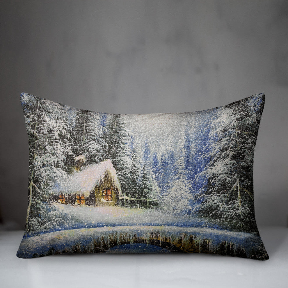 Christmas Cozy Cabin 14x20 Spun Poly Pillow