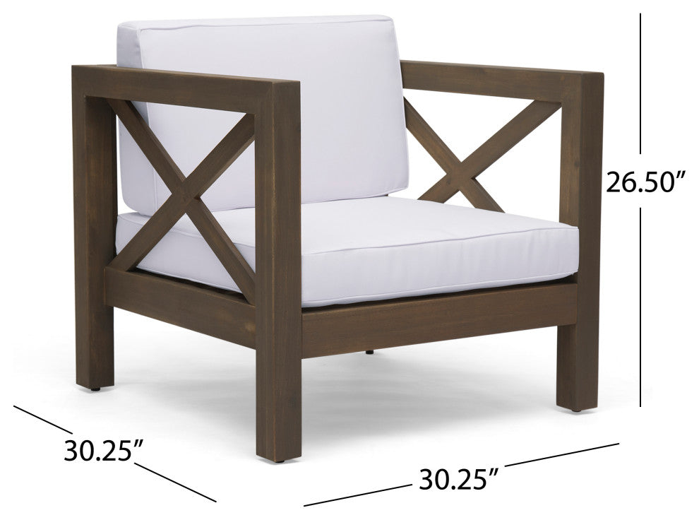 Morgan Outdoor 5 Seater Acacia Wood Sofa Chat Set, White