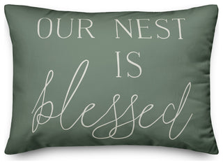 Nest is Blessed on Green 14x20 Indoor/Outdoor Pillow