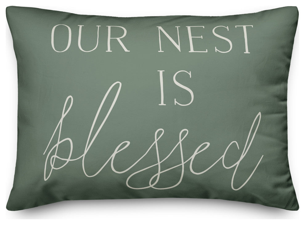 Nest is Blessed on Green 14x20 Indoor/Outdoor Pillow