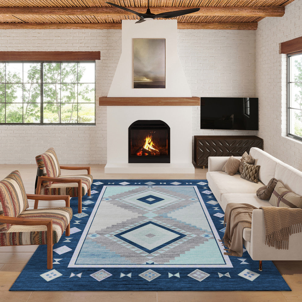 Indoor/Outdoor Phoenix PH2 Denim Machine Washable 8' x 10' Rug