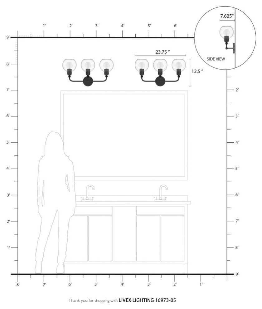 Downtown 3 Light Polished Chrome Sphere Vanity Sconce