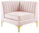 Tufted Sofa Corner Chair, Velvet, Pink, Modern, Living Lounge Hotel Hospitality