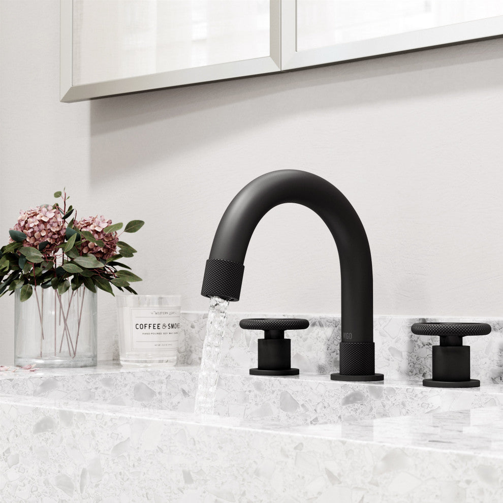 VIGO Wythe 8" H 2-Handle Widespread Bathroom Faucet, Matte Black