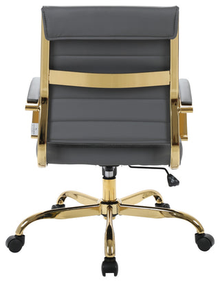 LeisureMod Benmar Home Leather Office Chair With Gold Frame