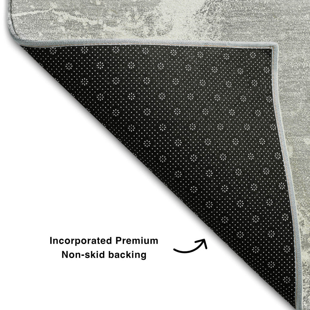 Premium Machine Washable Mayfield AMF510 Gray 2'3" x 7'6" Runner Rug