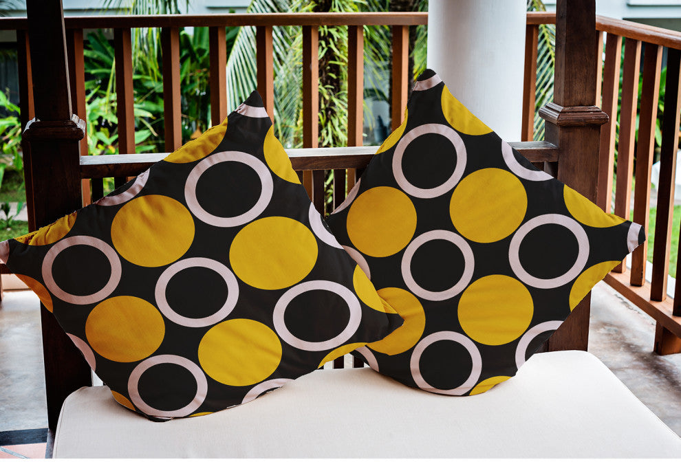 Mod Circles Indoor/Outdoor Throw Pillow, Mustard, 20"x20"