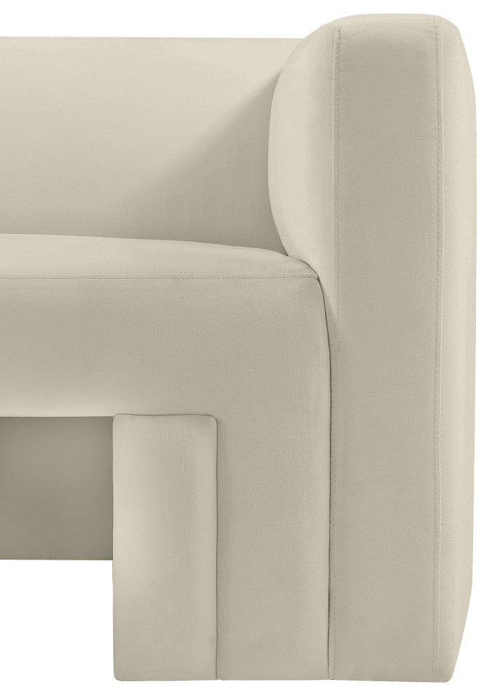 Henson Velvet Upholstered Loveseat, Cream