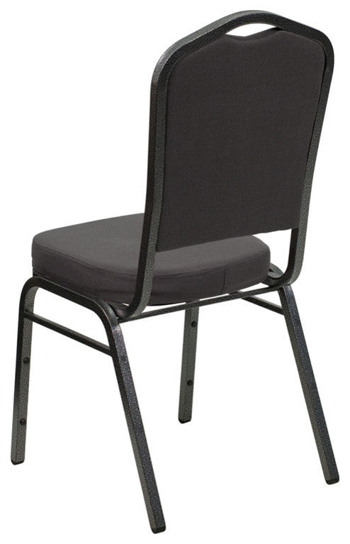 Crown Back Stacking Banquet Chair in Gray Fabric - Silver Vein Frame