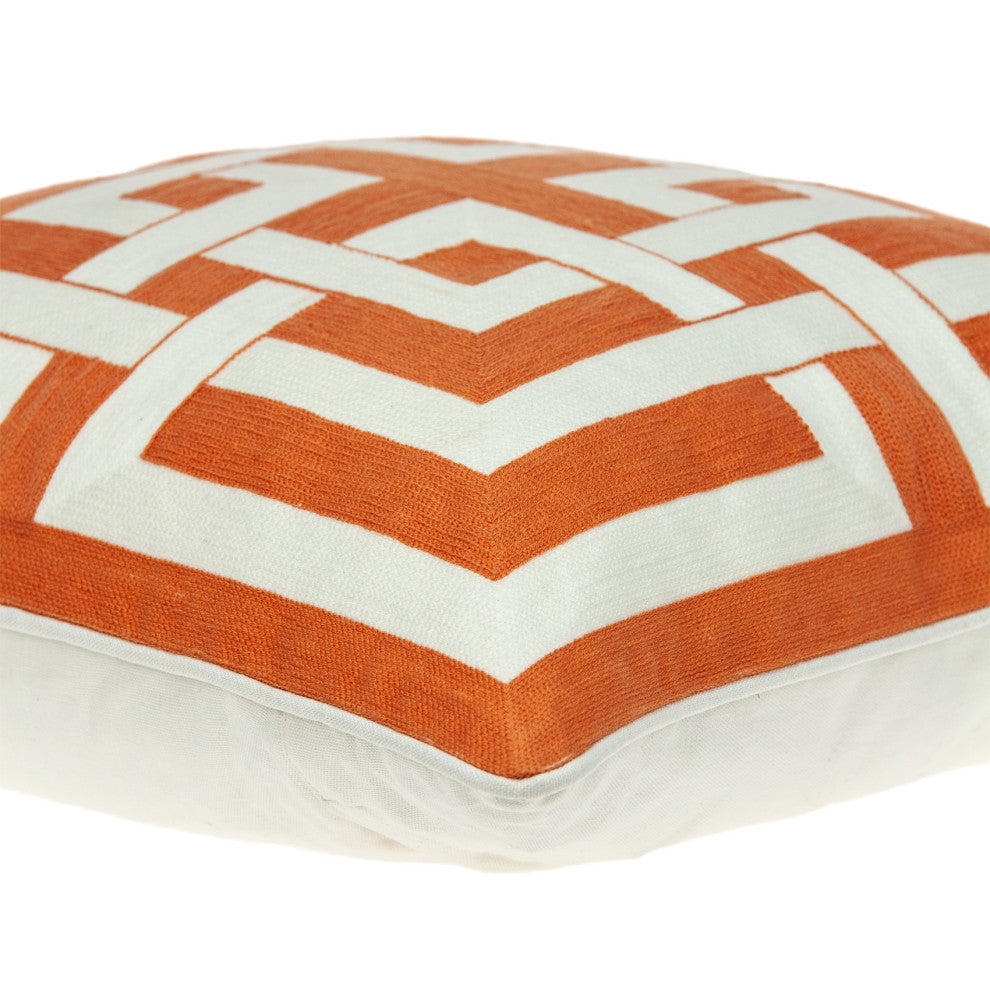 HomeRoots 20" x 0.5" x 20" Transitional Orange And White Accent Pillow Cover