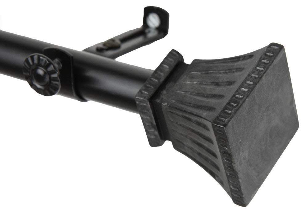 Aldo 13/16 inch Corner Window Curtain Rod, Black, 66-120"