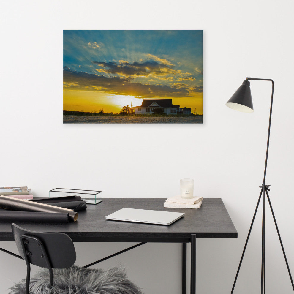 Sunset at Bowers Coastal Landscape Photo Canvas Wall Art Print, 24" X 36"