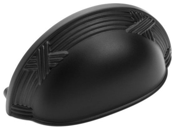 Ribbon and Reed Cabinet Bin Pull, Flat Black
