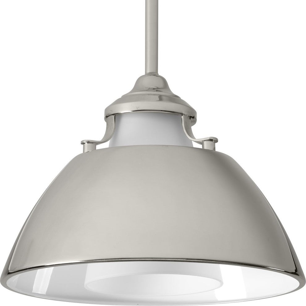 Carbon 1-Light Pendant with Metal Shade, 11"