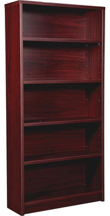 Lorell Prominence Mahogany Laminate Bookcase, 34"x12"x69", Top