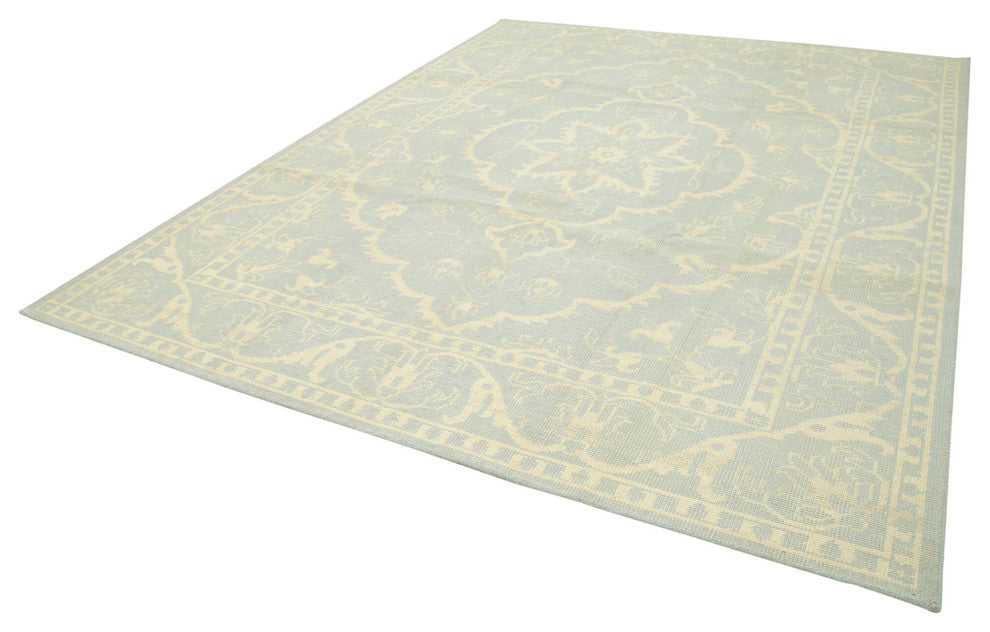Rug N Carpet - Handmade Oriental 8' 10" x 11' 9" Wool Beige Oushak Rug