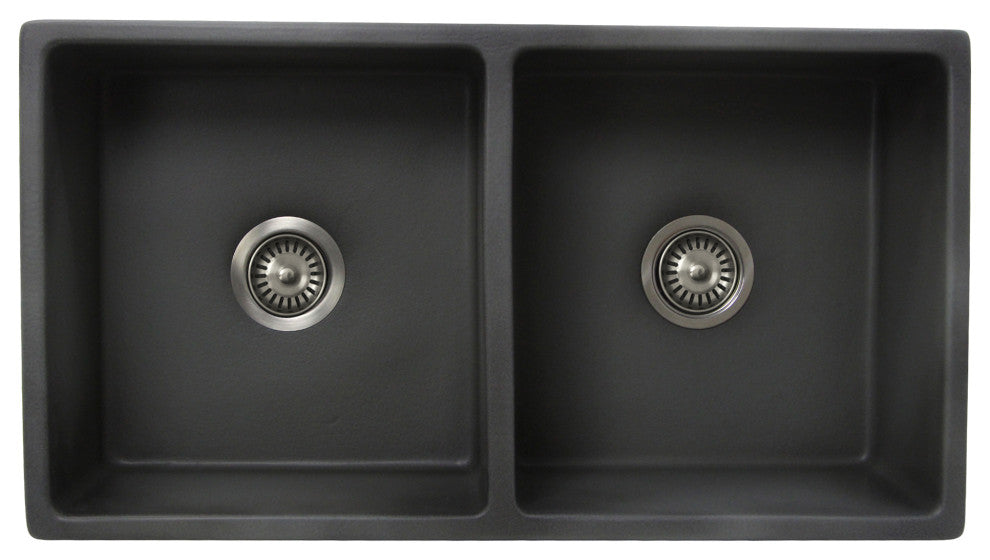Nantucket Sinks Double Bowl Farmhouse Fireclay Sink, Concrete