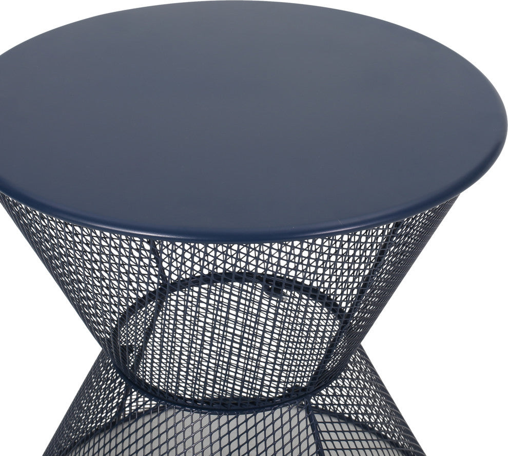 Doreen Modern Outdoor Iron Side Table, Matte Navy Blue