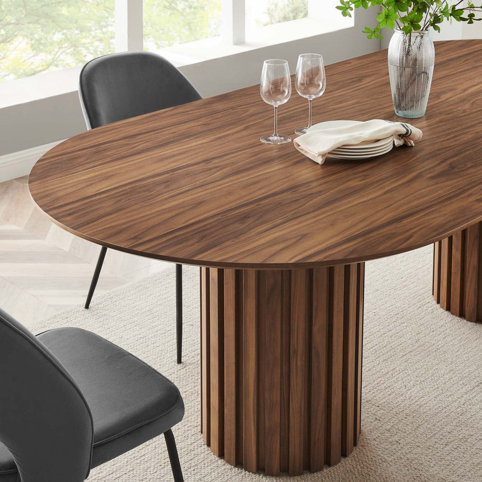Senja 95" Oval Dining Table, Walnut