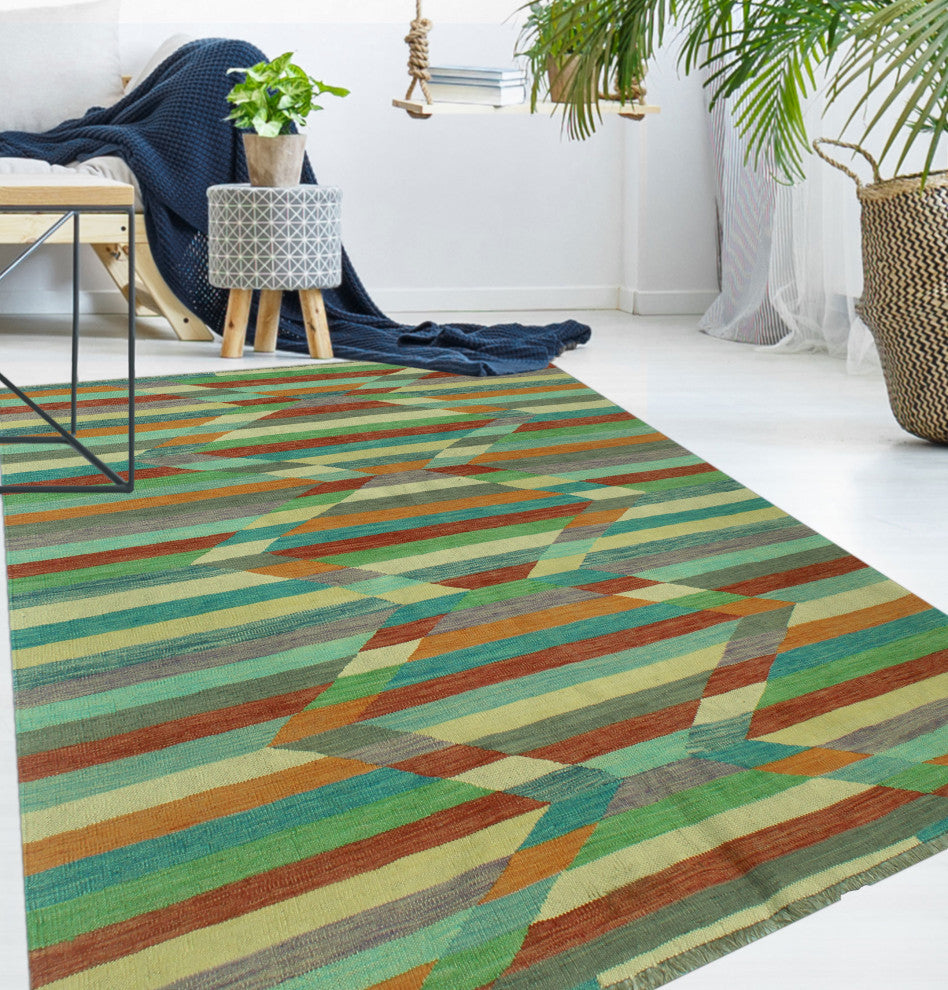 Winchester Kilim Elvan Red/Orange Rug, 5'7x7'9