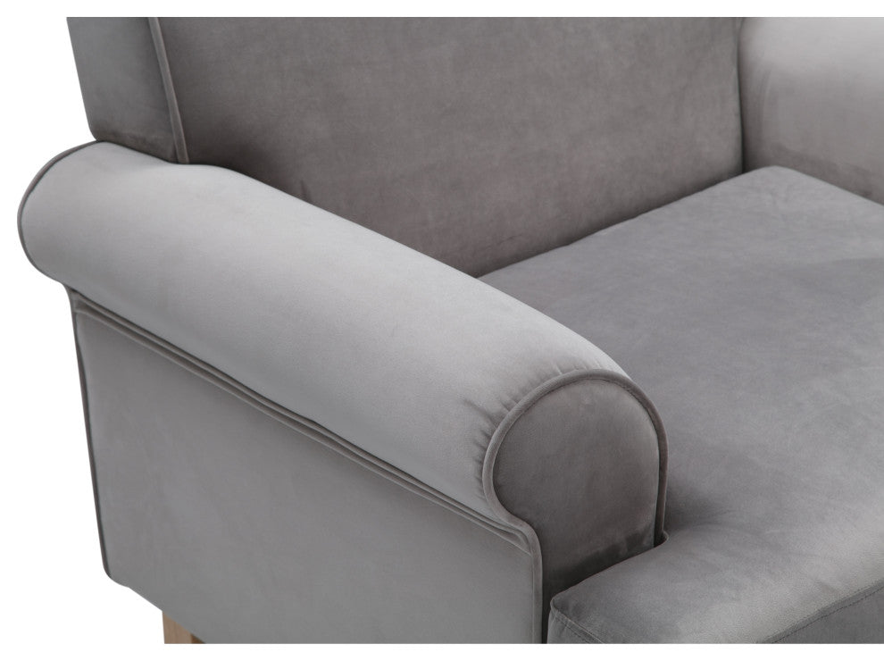Rustic Manor Donna Accent Chair Saber Back Leg, Velvet, Gray