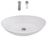 ADM Oval Countertop Vessel Sink, White, 24", Glossy White