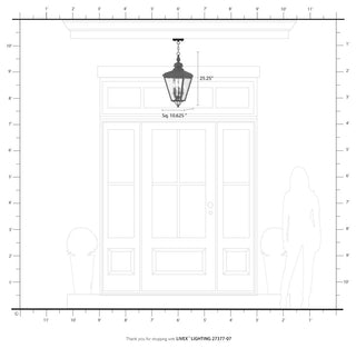 3 Light Bronze Outdoor Large Pendant Lantern, Antique Brass