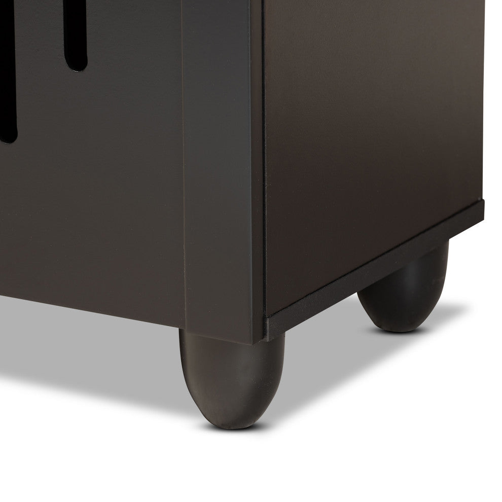 Renley Espresso Brown Finished Wood 2-Door Shoe Storage Cabinet