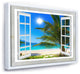 Designart Window Open Beach Palm Extra Large Framed Canvas Art, White, 46x36